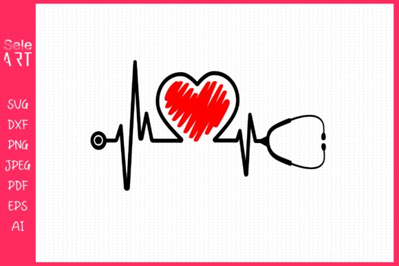 Nurse Heart EKG Graphics for Crafts